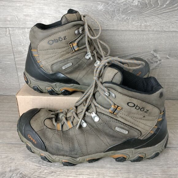 Oboz Bridger Boots Mens 10.5 Brown Leather Mid B-Dry Waterproof Outdoor Hiking - Picture 1 of 13